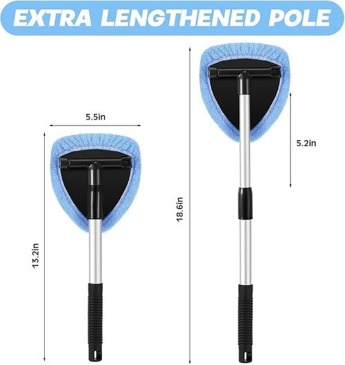 10 Pcs Windshield Cleaner Tool Car Window Cleaning Supplies with Extendable Handle Include 6 Washable Microfiber Bonnets 2 Empty 60ml Spray Bottle Glass Wiper Kit(Light Blue)