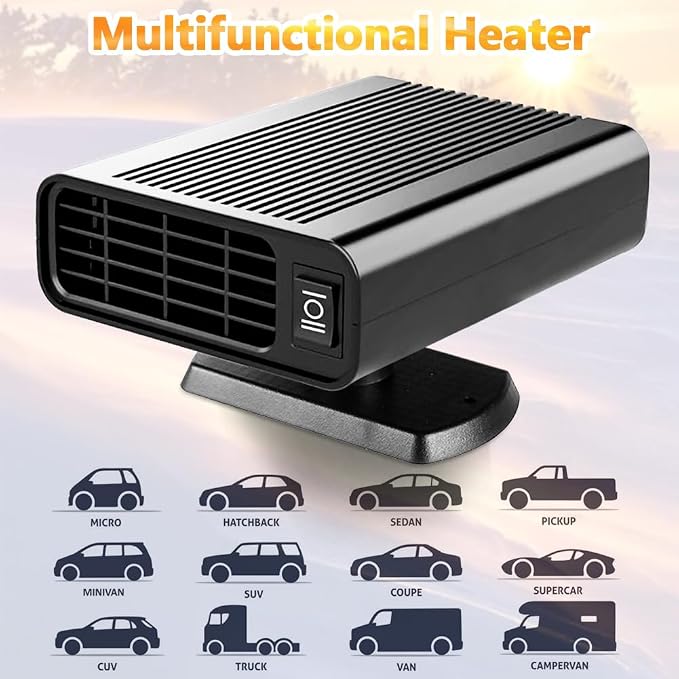 12V 150W Car Heater, Portable Car Heater Plug into Cigarette Lighter, 2 in 1 Fast Heating Defrost Defogger, Windscreen Defogger Window Defroster for Car