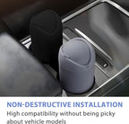 Car Trash Can with Lid, Silicone Leakproof Mini Round Vehicle Garbage Bin for Cup Holder, Portable Automotive Interior Waste Storage & Organizers Accessories, Universal Fit (Black)