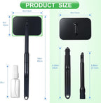 Windshield Cleaning Tool, Windshield Cleaning Wand Car Window Cleaner with 4 Washable Reusable Microfiber Pads, Detachable Long Handle Glass Wiper Cleaning Kit for Auto Glass, Trucks, SUVs, RVs, Home