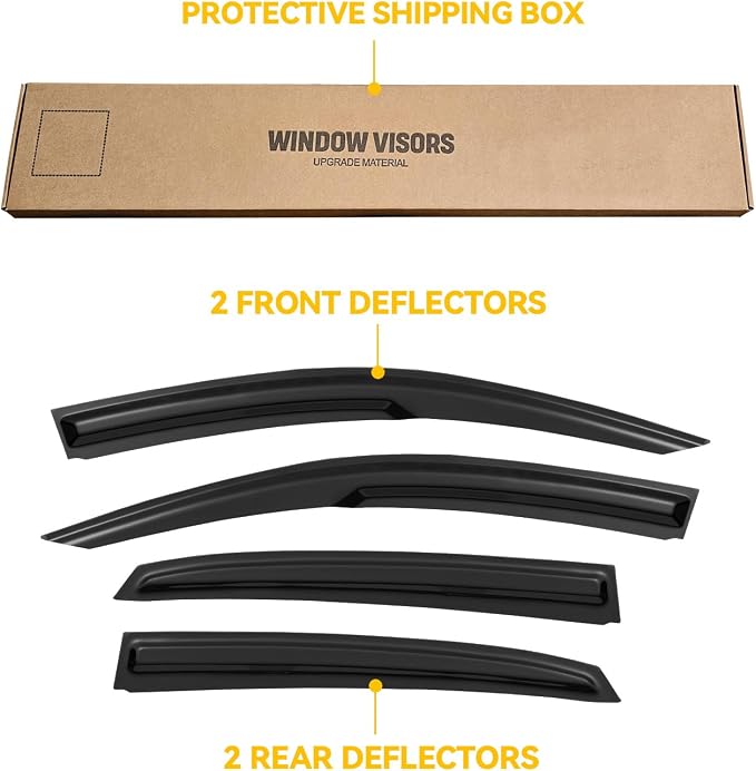 Window Visors for Honda Civic Hatchback 2016-2021 (Not fit Sedan), Rain Guards Shield Vent Deflector Shade Dark Smoke 2017 2018 2019 2020, Tape-On, 4PCS