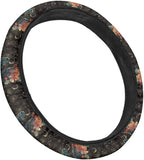 Steering Wheel Cover Vintage Horse Hibiscus Flower Pattern Full Surround Auto Steering Wheel Protector with a Diameter of 15" Steering Wheels Accessories for Car SUV Van Truck