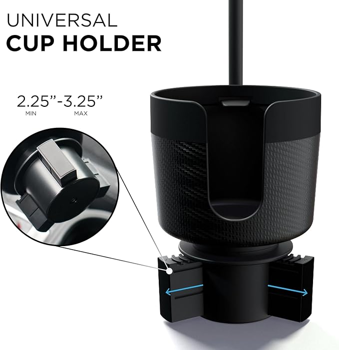 Limitless CupCargo Cup Holder Expander and Phone Mount with Adjustable Base and Flexible Neck