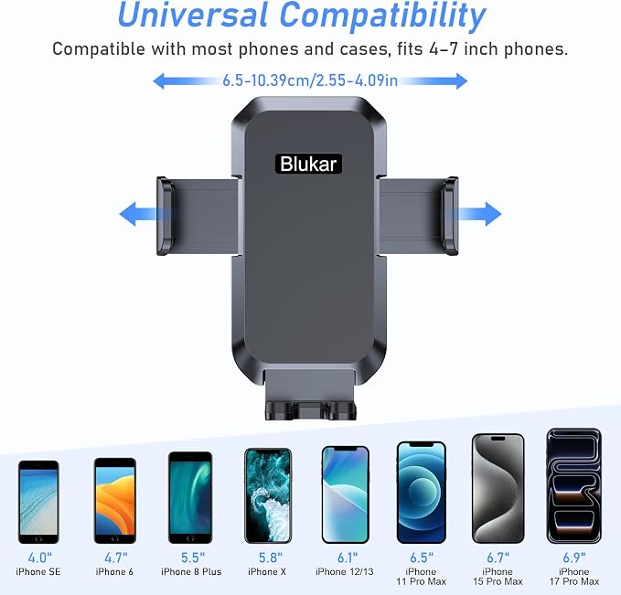 Car Phone Holder Mount, Super Stable Air Vent Cell Phone Car Mount with 2025 Metal Hook Clip, 360° Rotation,One Button Release for iPhone, Galaxy, Google, and All Other Smartphones