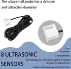 Backup Parktronic System Car Auto Vehicle Reverse with 8 Parking Sensors kit, LCD Display, Distance Detection (Meter/Foot Switchable), Buzzer Alarm and Voice Prompt Function（Light Grey）
