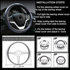 Microfiber Leather Steering Wheel Cover Anti-Slip Matte Finish Auto Car Wheel Cover Universal 15 Inch Wheel Cover for Car Embossing Pattern Blue Line