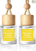 Car Air Freshener Diffuser 2 Pack Hanging Pistachio Salty Caramel Car Air Freshener for Women 45+ days Long Lasting Fragrance Made in USA (P62)
