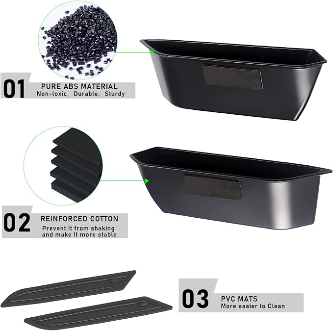 Door Side Storage Box Handle Container for Ford Bronco 2021 2022 2023 2024 2025 Car Interior Accessories, ABS Front Door Side Armrest Phone Pocket Organizer Insert Glove Pallet 2PCS Set