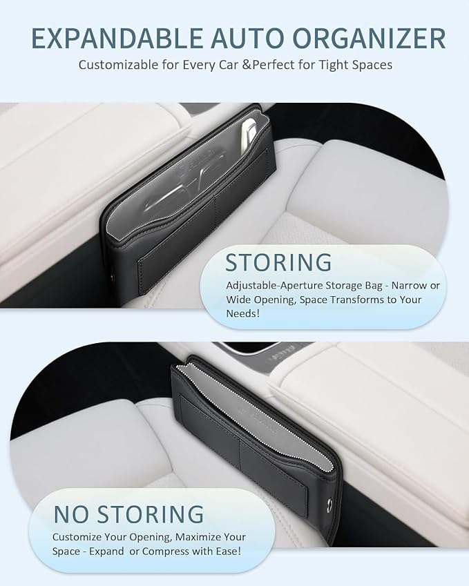 Car Seat Gap Filler Organizer, Premium Leather Car Gap Filler for Car, Car Seat Organizer and Storages Between Seat Car Gap Filler Universal Fit for Car SUV Truck