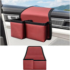 Car Window Armrest Storage Box, Comfortable Leather Vehicle Door Side Arm Rest Pad Organizer Bag, Multifunctional Automotive Window Armrest Storage Pocket, Universal for SUV Van Truck (Red)