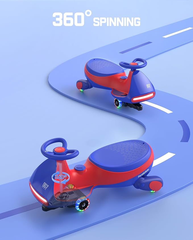 N7 Pro Electric Wiggle Car with Pedal, Rechargeable Battery, CyberWiggle, 2 in 1 Swing Car, 2 Speeds Max 4 Mph, Anti-Rollover, Flashing Wheels, Bluetooth, Ages 3+, 150 Lbs, Blue