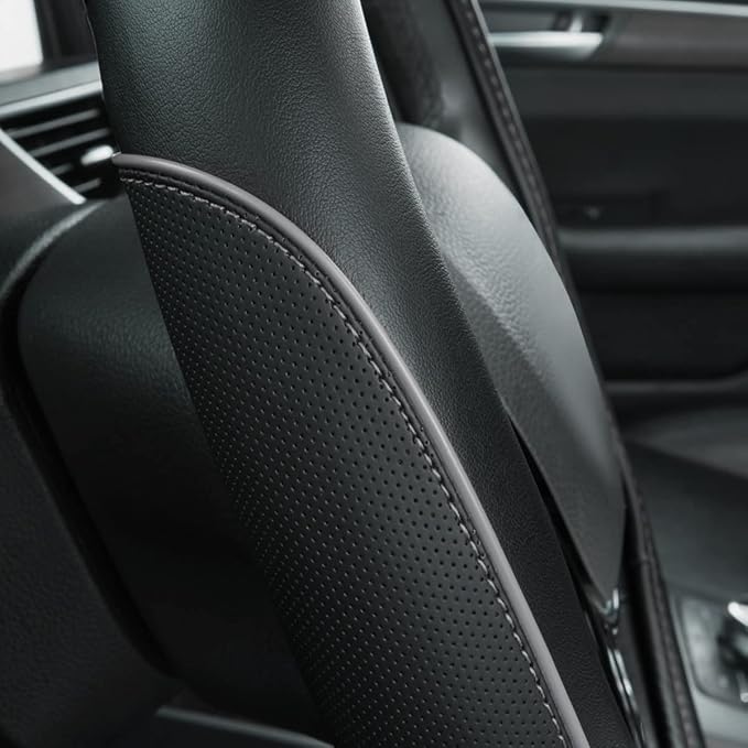 Color Piping Microfiber Leather Universal Fit Steering Wheel Cover,Perfectly fit for 14.5-15 inches Suvs,Vans,Trucks,Sedans,Cars,Automotive(Black & Gray or Grey)