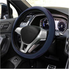 Car Steering Wheel Cover, Leather Breathable Ice Silk Auto Wheel Wrap with Anti-Slip Lining, Scratch-Resistant Elastic Protector Fit for 14.5-15 Inch Steering Wheels (Blue)