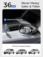 Car Charger with 45W Built-in USB-C 36 inch Coiled Cable, 90W Multi-Port Fast Charging Cigarette Lighter Adapter for iPhone 17/16/15 Pro Max, Samsung Galaxy S26 Ultra, Black | Car Charger USB C Fast Charge Adapter,Super Fast for Men Women, Car Ac...