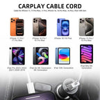 Carplay Cable Cord Compatible with iPhone 16 17 USB A to USB C Cable for 17E 16E 17 Air/17 16 15 Pro Max ，Plus, Pro 12.9/11, 10th Gen, Air 5th/ 4th,Mini 6th Charger Car Charging Cable White