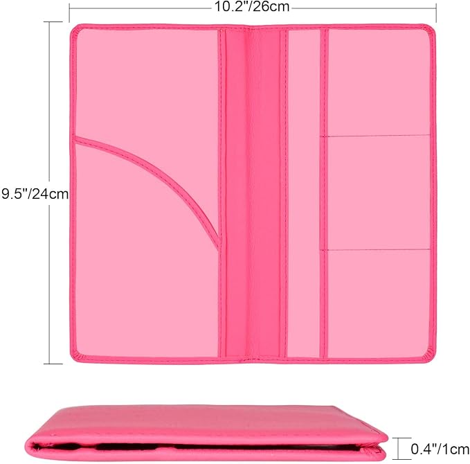 Car Registration and Insurance Holder, Car Accessories Vehicle Glove Box Car Organizer Women Car Accessories with Magnetic Shut for Cards, Essential Document, Driver License, Hot Pink