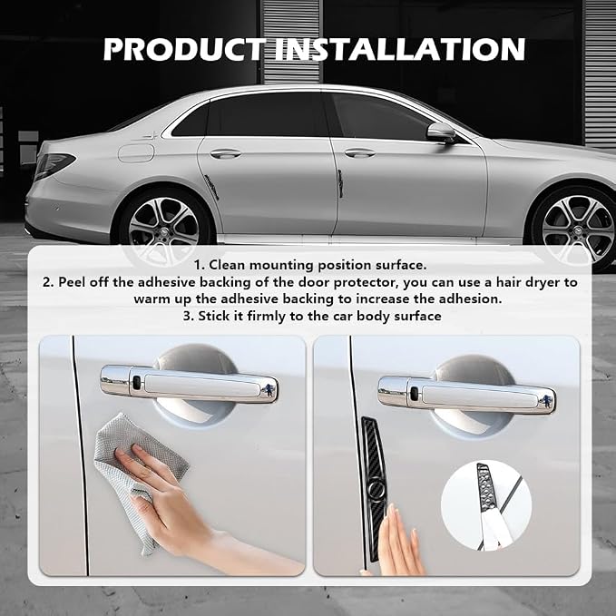 4PCS Carbon Fiber Car Door Protector Edge Guards,Thicker Door Guard for Cars Provides Impact and Anti-Scratch Protection,Universal Self-Adhesive Doors Protectors for Vehicles (Sport)