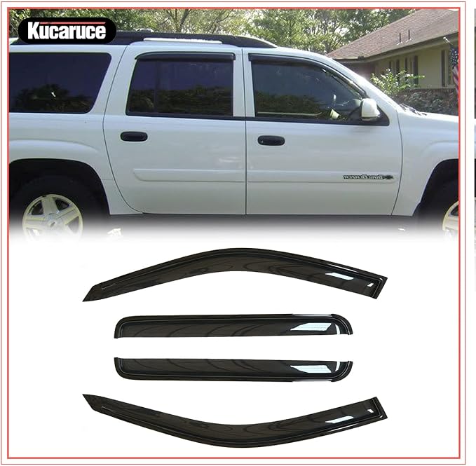 94240 Side Window Wind Vent Deflector, 4pcs Out-Channel Rain Guards Set, Window Visor fit for 2002-2006 Chevy Trailblazer EXT & GMC Envoy XL,2003-2008 Isuzu Ascender