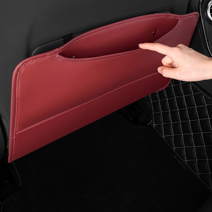 2PCS Car Kick Mat, Anti-Scratch Waterproof Anti-Slip Vehicle Back Seat Protector with Storage Pockets, Automotive Interior Seat Back Covers, Universal for SUV RV Truck (Red)