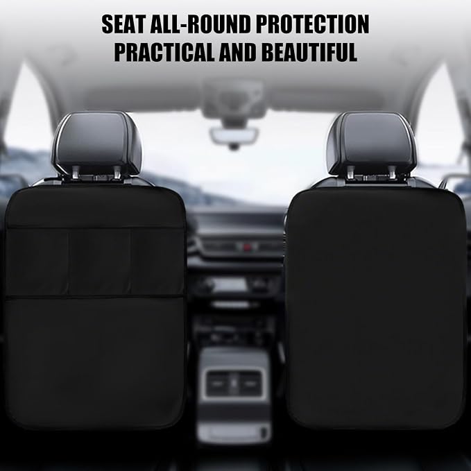 ordinarYone Protector Kick Mat Auto Seat Back Covers with Pockets Water Resistant Kick Protector Auto Interior Accessories