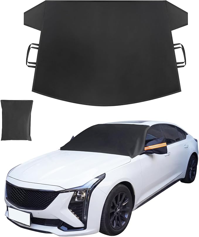 Windshield Cover for Ice and Snow, Car Windshield Protector for Winter Frost Ice Snow Sleet Protection, Includes Anti-Theft Straps, Side Mirror Protector for Cars SUVS Vans Truck Van, Medium (72"x42")