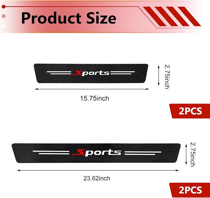 4 PCS Car Door Sill Protectors, Carbon Fiber Threshold Guard Sticker, Self-Adhesive Car Doors Step Guard Decal, Universal for Most Cars