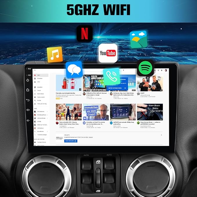 Car Stereo Radio for Jeep Wrangler JK Compass Grand Cherokee Dodge Ram 1500 with GPS FM Bluetooth CarPlay and Android Auto