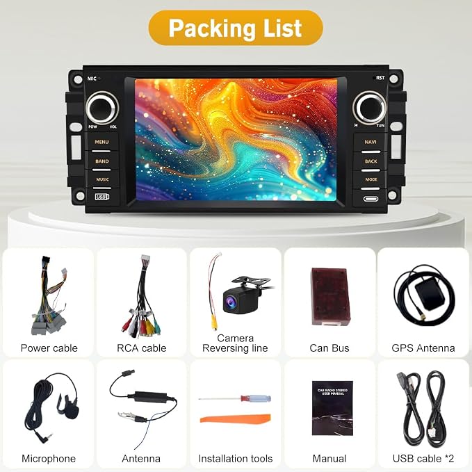 Car Radio Stereo for Dodge Ram 1500 2500 3500 2009 2010 2011 2012 Avenger Challenger 2008 2009 2010 2011 2012 2013 2014, 7 Inch Touch Screen with Wireless CarPlay Android Auto Backup Camera