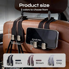 Car Seat Back Double Hook, 2026 New Car Headrest Hook, Multifunctional Headrest Hook for Convenient Storage, Auto Hooks Organizer for Handbag Purse Coat Bags，Gray：2
