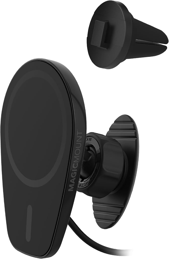 MPQ6DV-SP Magnetic Phone Holder for Car Dashboard/Vent, 15W Wireless Fast Car Charger Phone Stand, Hands Free Cell Phone Mount Compatible with iPhone 17/16/15/14/13/12 Series & MagSafe Case
