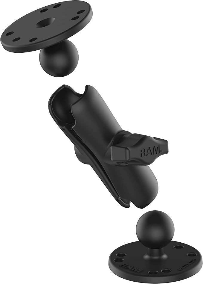 Universal B Size 1" Ball Drill-Down Mount with Medium Arm and Dual AMPS Round Plates for Phone, GPS & Electronic Device Holders RAM-B-101U