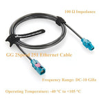 Rosenberger E6S10A-1CAZ5-Z to E6K10A-1CAZ5-Z H-MTD Automotive Ethernet Cable 10Gbps 100/1000BASE-T1 H-MTD Z Code Male to Female Extension Cable for ADAS, ECU, Robotaxi, In-Vehicle Networks (3M/9.84FT)