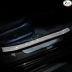 Car Door Sill Protector with Bling Rhinestones 2PCS Edge Guard Scuff Cover Anti-Scratch Strip Sticker Bumper Protector for Truck Car 1.96"x 23.62" (White)