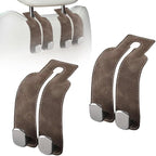 Headrest Hooks for Car, Twinhook Car Seat Hooks for Headrest, Leather Car Purse Holder Hooks for Purses and Bags, Universal Car Headrest Hangers Seat Back Organizer for Travel (Brown, 2Pcs)