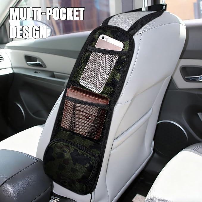 Car Seat Side Storage Pocket, Car Multifunctional Seat Organizer Hanging Bag, Auto Mobile Phone Wallet Sunglasses Mesh Net Pocket, Auto Accessories for Cars SUVs Trucks (Green, 2PCS)