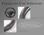 ESEWALAS Universal Car Steering Wheel Cover,Anti-Slip Leather Steering Wheel Cover,Sports Style Steering Wheel Protector,Car Interior Accessories Auto Steering Wheel (Black with White)