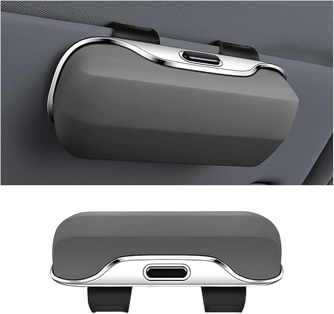 Sunglasses Holder for Car Sun Visor, Protective Automotive Eyeglasses Storage Case Hanger, Soft Vehicle Interior Glasses Organizer Box Accessories, Universal for SUV Sedan Truck (Gray)