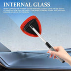 19" Extra-Long Windshield Cleaner Tool, Auto Glass Wiper Brush Kit | Car Interior Detailing Cleaning Kit with Extendable Handle and 4 Reusable Microfiber Pads, Car Window Cleaner, for Cars