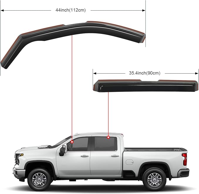 in-Channel Rain Guards for Chevy Silverado/GMC Sierra 2500HD 3500HD Crew Cab 2020–2026, Window Deflectors Wind Deflectors Vent Visors, Keep Rain Out & Reduce Wind Noise, 4PCS