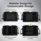 Car Trunk Organizer with Lid, Collapsible Car Storage Organizer with Reinforced Leather Handles, Non-Slip Bottom, Trunk Organizer for SUV, Van, Jeep (Black with Strap, Extra Large)