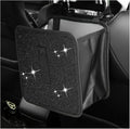 Car Trash Can, Bling Rhinestone Crystal Waterproof Hanging Garbage Bag for Car Interior, Oxford Leakproof Foldable Waste Organizer Trash Bin Universal for Most Vehicles (Black)