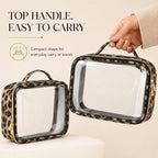 Clear Makeup Bags with Zipper, TSA Approved Travel Toiletry Bag, 3-Pack Medium Clear Cosmetic Bag Handle, Waterproof Make Up Bag for Women, Car Bag Organizer & Car Organization Essentials