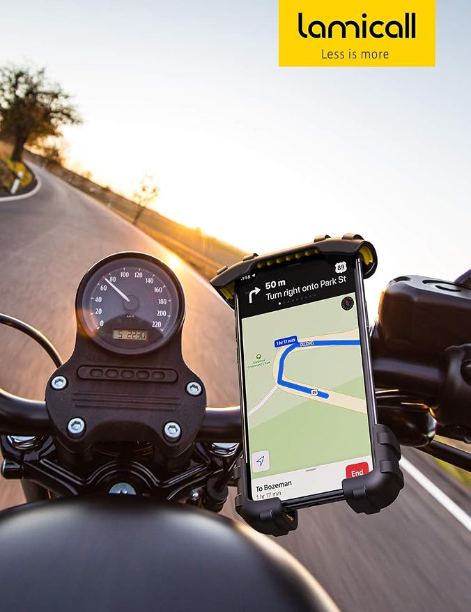 Bike Phone Holder, Motorcycle Phone Holder – 360° Handlebar Mount with Rotation for iPhone 17 16 15 14 13 12 Pro Max Plus Mini XS XR X 8, Samsung, Huawei, 4.7-6.8 Inch Smartphones – Yellow