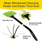 Windshield Wizard Cleaning Tool, AS-SEEN-ON-TV, Cleans Windshields Without Reaching, Microfiber Window Cleaning Device w/Extra Bonnet & Spray Bottle, Long Detachable 16” Handle, Fits in Glovebox