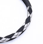 Lattice Car Steering Wheel Cover Microfiber Leather Non-Slip Comfort Universal 15 inch Checkered Plaid Wheel Protector for Truck, SUV, Cars (Pink)