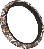Steering Wheel Cover Fit Most Car SUV Van Truck American Tribal Geometric Sunflower Cow Pattern Car Wheel Protector Wear-Resistant Auto Wheel Cover Automotive Accessories
