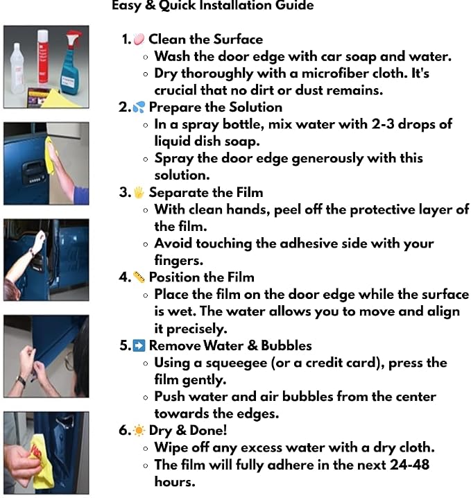 3 Door Edge Guard Paint Protection Film, Car Door Scotch Guard, PPF Precut, Universal Fit Cars, PPF, Door Protector, Clear Self-Healing Anti Scratch Guard