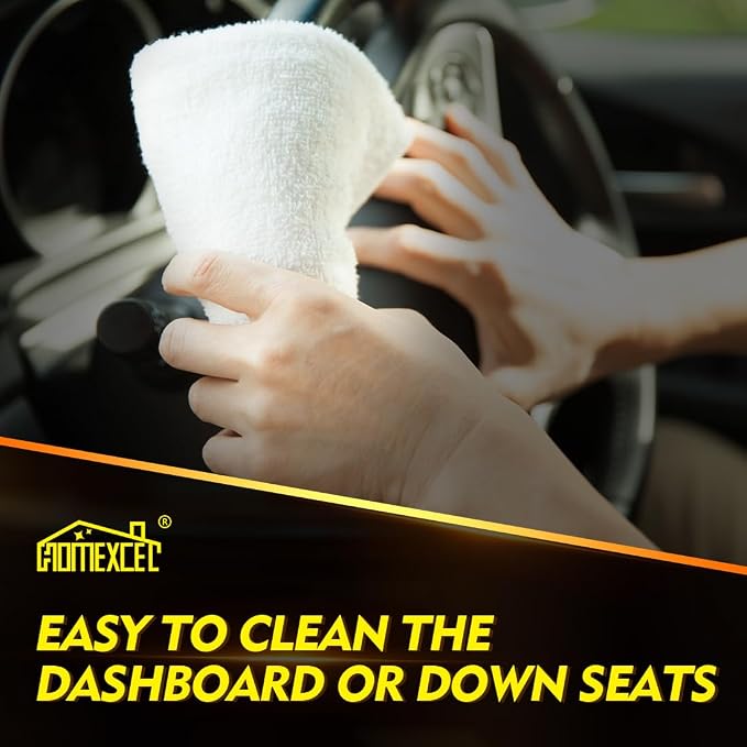 White Microfiber Cleaning Cloth 50 Pack, 12.5 x 12.5 inch Microfiber Towels for Cars, Ultra Absorbent Car Washing Cloth, Lint Free Streak Free Cleaning Rags for Car, Kitchen, and Window