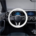 Car Silicone Steering Wheel Cover, Soft Anti-Slip Auto Steering Wheel Protector Fit 14 Inch, Universal Vehicle Interior Accessories for Cars, SUVs, Trucks, and Vans (White)