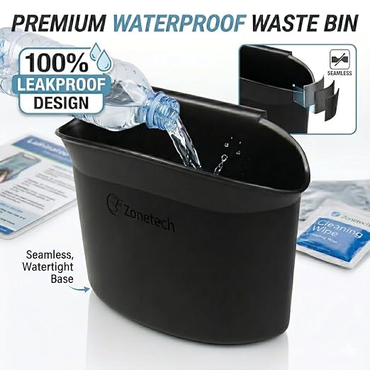 Portable Hanging Mini Car Garbage Can – Classic Black Trash Container - Premium Quality Automotive Universal Compact Traveling Wastebasket for Vehicle,Office, Home (1-Pack)